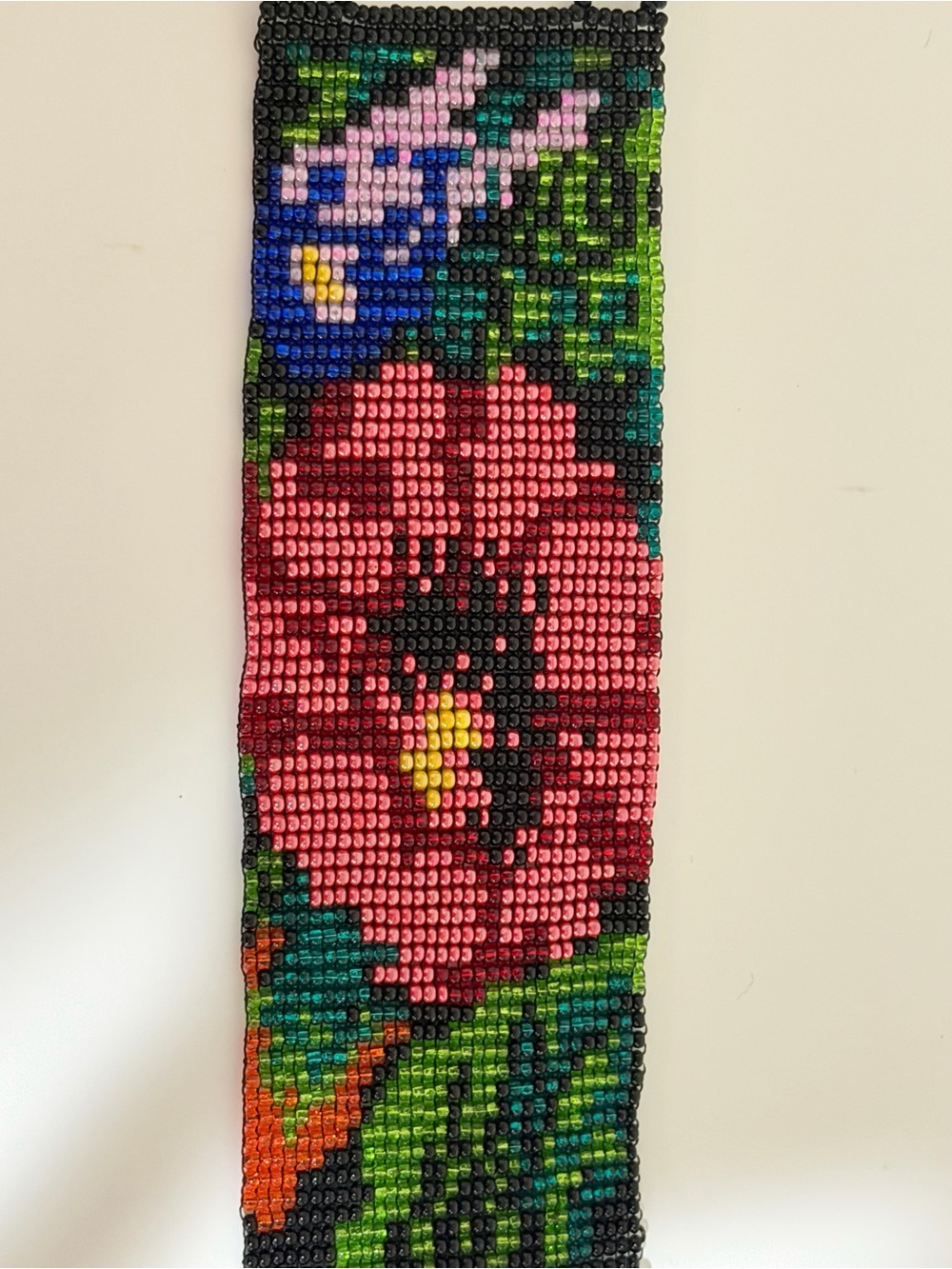 Handcrafted Pink & Red Floral Beaded Bracelet